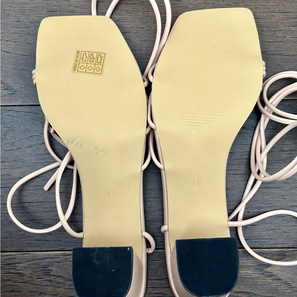 Lace-Up Square Toe Sandals - Picture 2 of 3